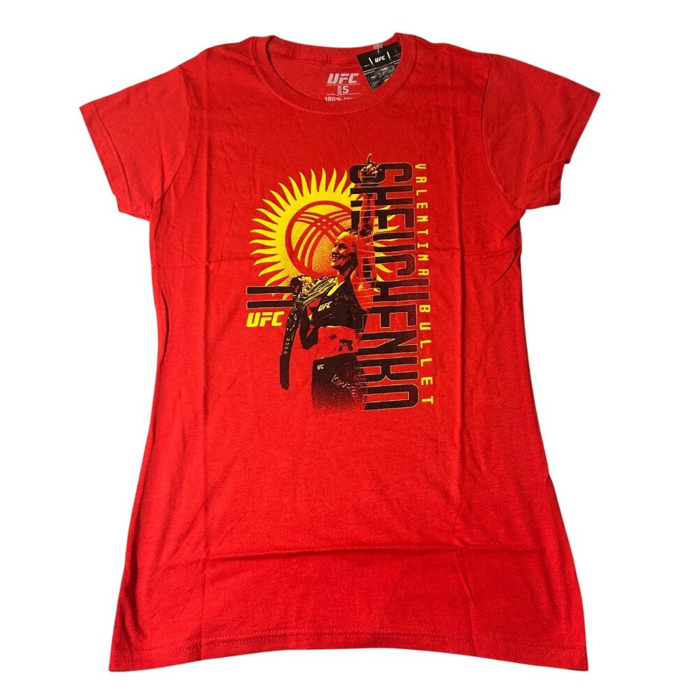 UFC Valentina Shevchenko Tee Womens S Red "Bullet" Graphic T‎ Shirt Cotton